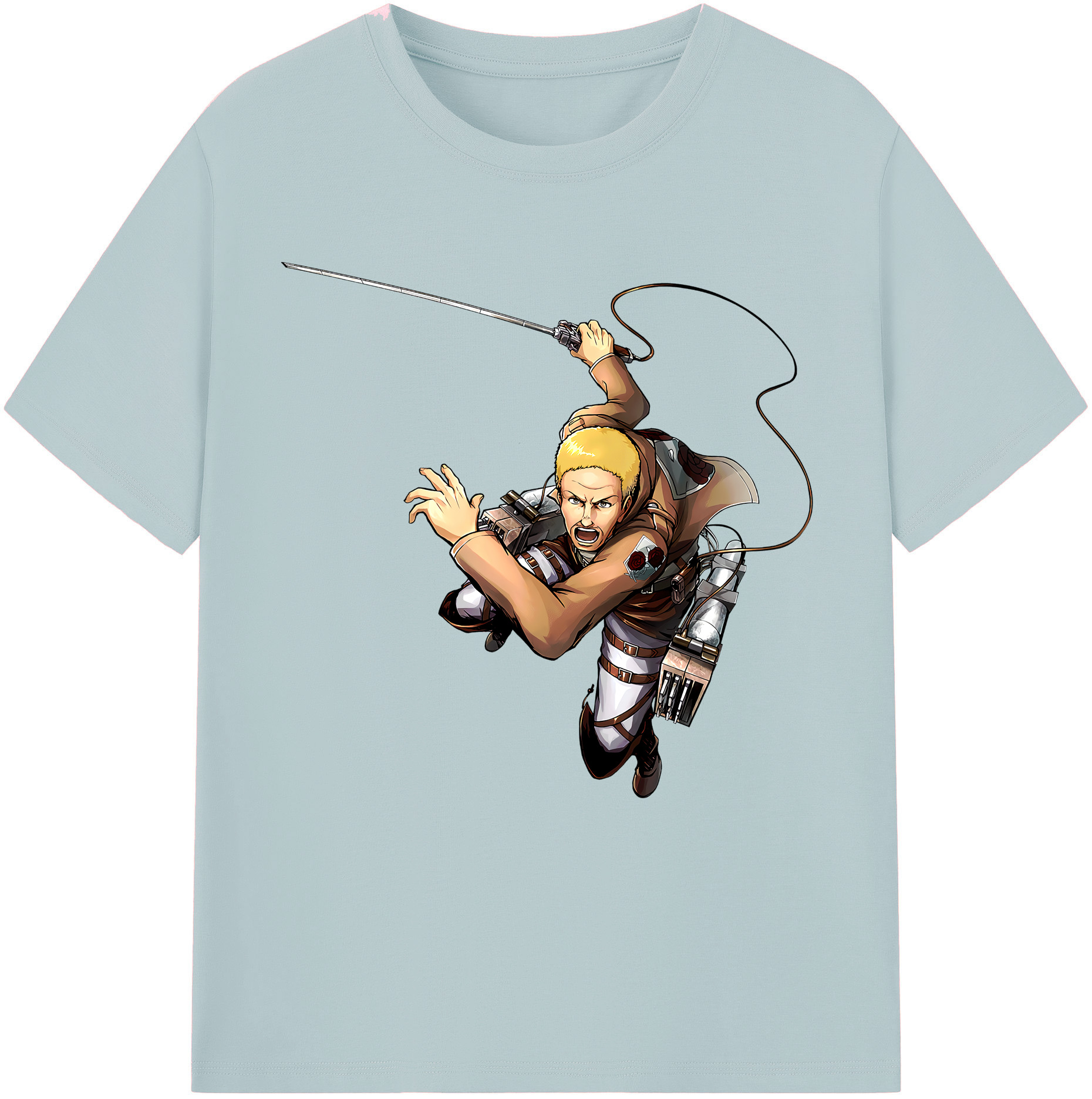 （画像用） 進撃の巨人 ハンネス Attack on Titan Hannes 綿100％半袖Tシャツ（フロントプリント）